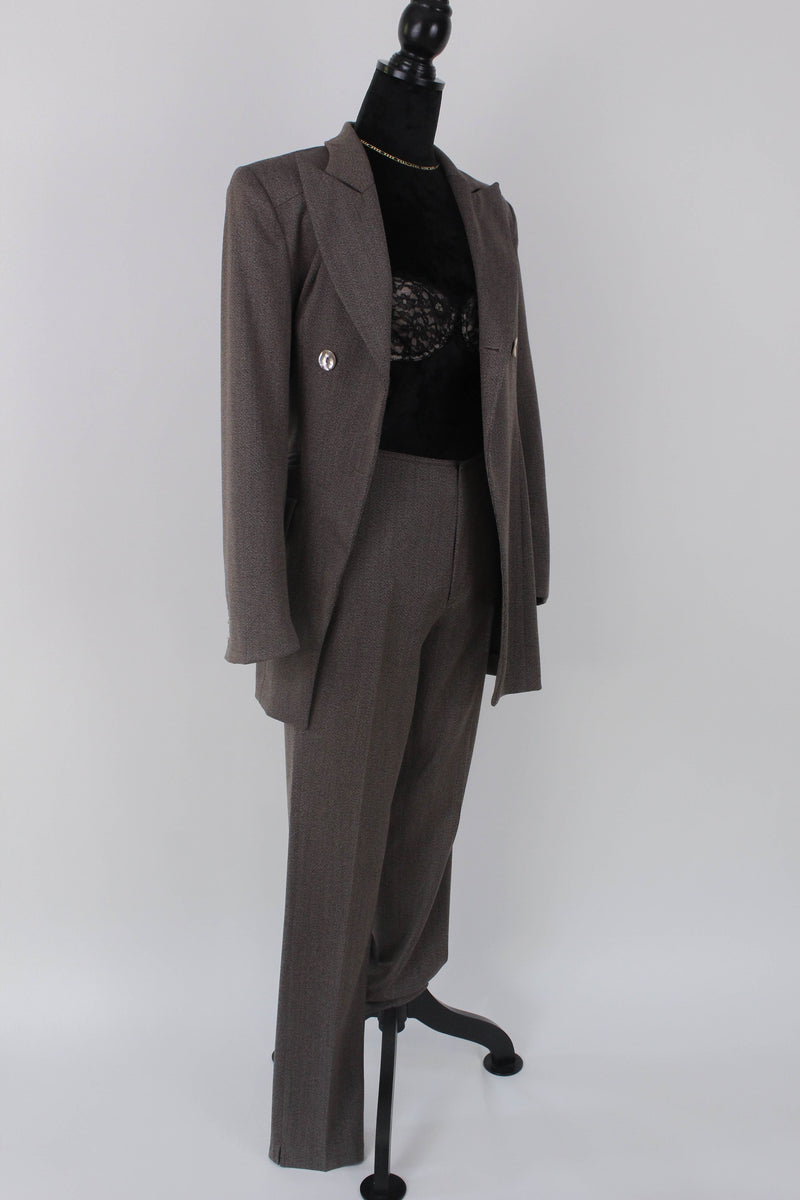 80's vintage double set up suit シックブラウン Vintage 80s Double Breasted Brown Suit Jacket Mens 40 Pants